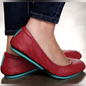 TIEKS Red Leather Ballet Flats